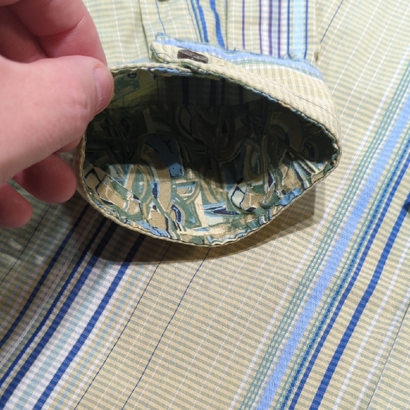 J. Garcia Men's Casual Shirt - Green and Blue Stripes - Picture 3 of 10